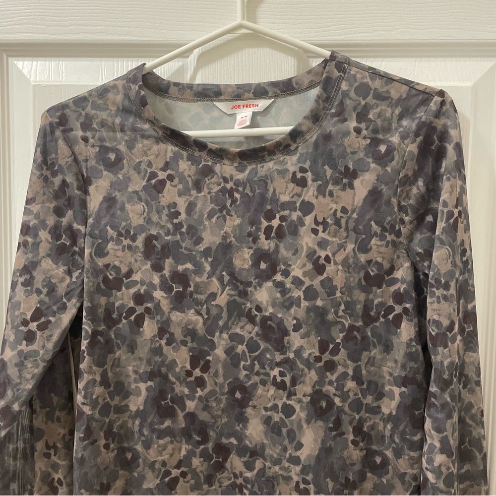 Joe Fresh Floral Watercolor Mesh Long Sleeve